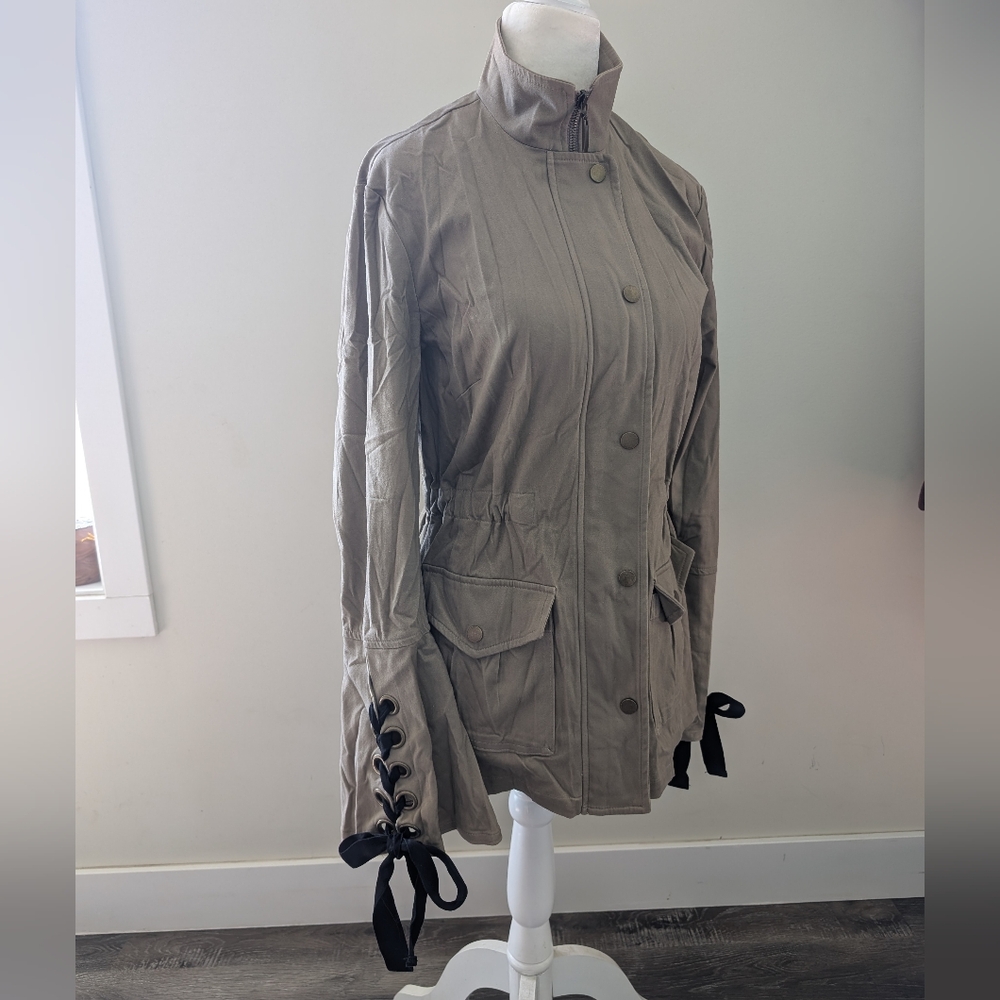 INC International Concepts Tan Utility Jacket with Structured Shoulders